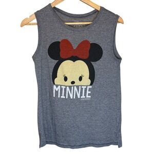 Disney Tsum Tsum Minnie Mouse Graphic Tank Top Heather Gray Womens Medium 0217